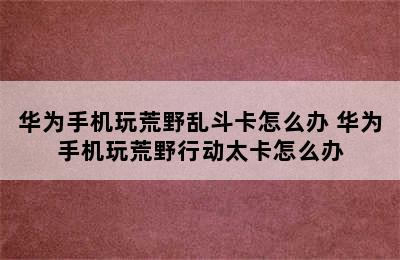 华为手机玩荒野乱斗卡怎么办 华为手机玩荒野行动太卡怎么办